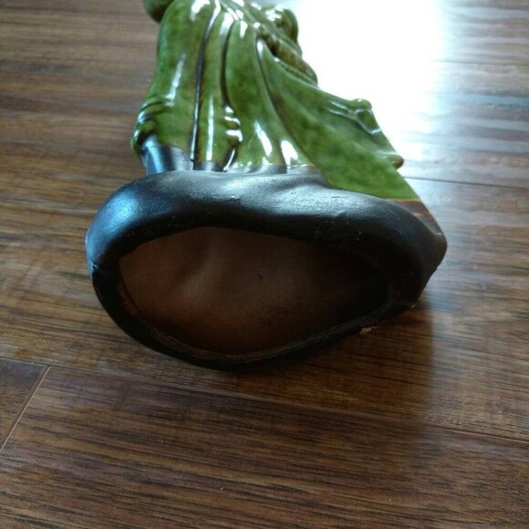 Vintage Matador Bullfighter Ceramic Figure Mid-Century Green Mottled Glaze Potte - Picture 11 of 11